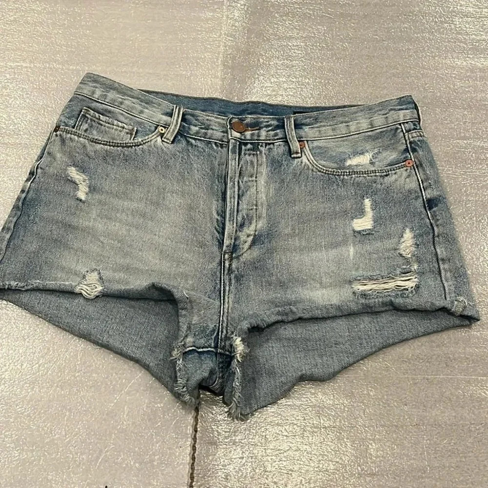 [Sz30]BlankNYC High Rise Distressed Button Fly Denim Short